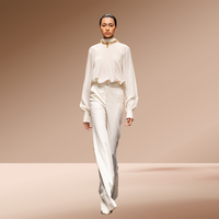 Chemisiers et chemises pour femmes de mode de luxe PATRICIA CHEMISIER À COU À LIRE AVANT Détail plissé Vêtements pour femmes décontractés du Vietnam