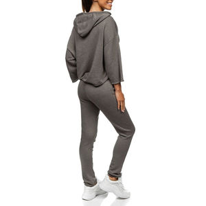 Nuevo 2025 invierno primavera mujeres Jogging trajes casual de talla grande Crop Hoodie y pantalón conjuntos mujeres chándal al por mayor con OEM - Product Image 3