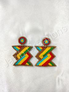 Pendientes de Cuentas Bordadas, Joyería de Mardi Gras, Pendientes Divertidos de Cuentas de la India, Pendientes Hechos a Mano para Mujer, Joyería Artesanal - Product Image 2