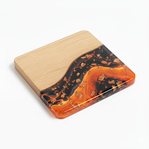 Luxury Handmade Polished Resin Wood Eco-Friendly Rectangle Modern <b>Coasters</b> <b>Gold</b> Leaf Art Design Premium Table Protection Dining - Product Image 1