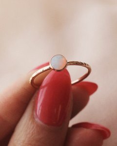 Ethiopian <b>Opal</b> Stone <b>Ring</b> Solid 925 Sterling <b>Silver</b> Hammer Texture Band 18k Gold Plated Wedding Engagement <b>Ring</b> Fine Jewelry - Product Image 4