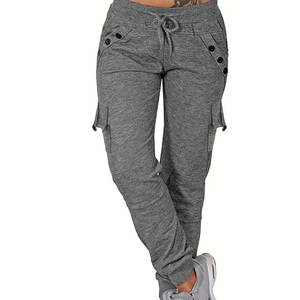 Pantalones elegantes de diseño clásico para mujer, personalizados, a la moda, de Color sólido, para todas las estaciones, precio al por mayor, pantalones Cargo para mujer - Product Image 4