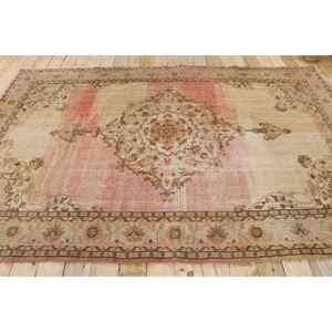 Tapis turc 6,7x10,2 pieds, tapis vintage en laine rouge brun à motifs floraux - Product Image 2