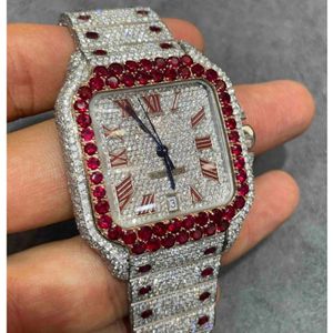 Premium New Men's <b>White</b> Gold Iced Lab Grown Diamond Watch Customized VVS Diamond Analog Steel <b>Case</b> Glass Dial Window Date - Product Image 1