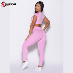 Custom Logo Solid V <b>Shape</b> No Front Seam High Elastic Waist Breathable Four-Way Stretch Quick Dry Yoga <b>Leggings</b> Green Gym Women - Product Image 6