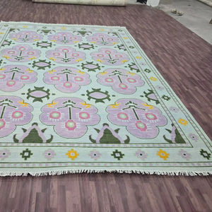 พรมขนสัตว์ทำด้วยมือที่มีการออกแบบ oushak สีอ่อนปรับแต่งขนาดจาก5x8 10x12สำหรับการสวดมนต์ที่บ้านที่มีรูปแบบนามธรรม - Product Image 1