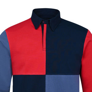Polo pour homme à manches longues, style rugby, en coton, col chemise, coupe ajustée, streetwear tendance, polo de rugby - Product Image 2