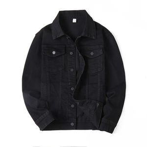 Veste en jean pour homme, style streetwear automne, personnalisable, avec col montant et capuche, style vintage, couleurs et tailles personnalisées, vente en gros - Product Image 1