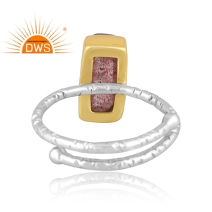 Dernière tendance en argent Sterling fin naturel fraise Quartz pierres précieuses bague empilable bijoux personnalisés pour les femmes cadeau pour elle - Product Image 4