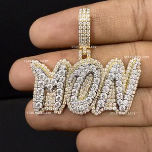 Joyería STAR, Colgante de Letra Unisex con Diamante Cultivado en Laboratorio, Chapado en Oro de 10K, Corte Brillante, Estilo Hip Hop, Personalizado, para Uso Diario - Product Image 3