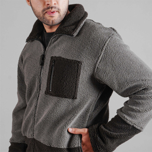 Veste d'hiver en polaire avec fermeture éclair Sherpa souple en toile pour hommes Veste d'hiver respirante Street Wear Veste en polaire Sherpa - Product Image 2