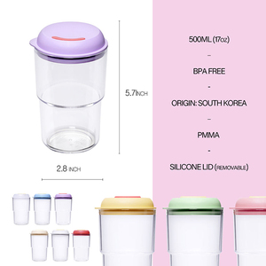 Prodotto in Corea, Best Seller: Bicchiere Riutilizzabile con Coperchio Sostituibile per Bicchiere in Vetro, Tumbler in PMMA da 500ml - Product Image 2