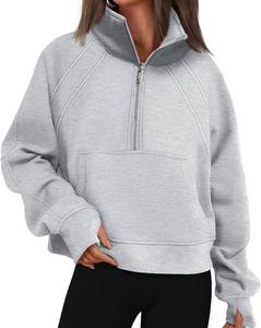 Femmes col roulé fermeture éclair court Hodes pour femme à la mode demi fermeture éclair col roulé sweat Streetwear femmes sweats à capuche - Product Image 1