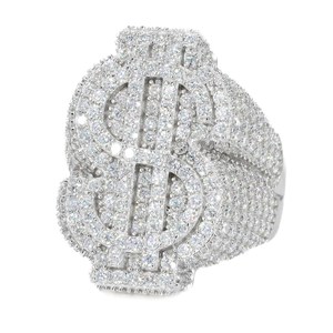 แหวนเพชรโมอิสอัญมณีสไตล์ฮิปฮอปแหวนเพชรเม็ดเล็กๆสุดหรูสำหรับงานปาร์ตี้และวันครบรอบ - Product Image 1