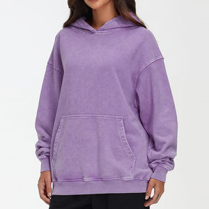Sweat à capuche en polaire délavé à l'acide de qualité supérieure pour femmes, best-seller, écologique, logo personnalisé, couleur unie - Product Image 5