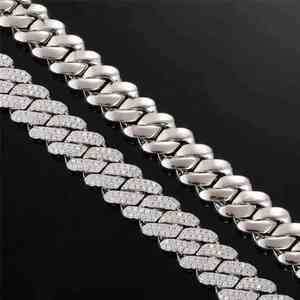 Collar de eslabones cubanos gruesos vintage de 12 mm con diamantes, chapado en plata 925 de la India, con patrón de cierre en forma de cadena Miami - Product Image 3