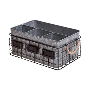 Meilleure vente en métal galvanisé 3 compartiments couverts couverts Caddy argenterie support pour cuillères couteaux fourchettes comptoir de cuisine - Product Image 1
