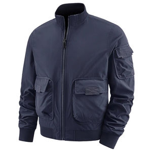 Veste bomber décontractée d'hiver pour homme, taille plus, en coton noir, fibre de bambou, tricotée, col montant, broderie chenille personnalisée - Product Image 3