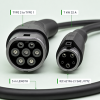 Câble de charge EV HUANLIANDA de type 2 à type 1, 7 kW, 32 A, 5 m, IEC 62196-2 SAE J1772, chargeur EV portable