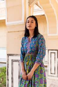 Robe Bohème Nouvelle Mohana Imprimée à la Main en Coton Casual d'été Vacances Lilas Vert Robe Femme - Product Image 5