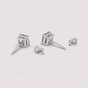 Boucles d'oreilles en or jaune blanc 14K de qualité supérieure Asscher Cut Moissanite Diamond Cute Studs for Wedding Anniversary Everyday Wear - Product Image 2