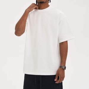 Camiseta de algodón personalizable de alta calidad con cuello redondo para hombre, ropa de calle nueva moda con tela tejida holgada de Color sólido de gran tamaño - Product Image 4