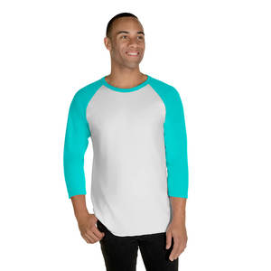 T-shirt raglan respirant 100% coton à manches 3/4 T-shirts sport décontractés raglan - Product Image 4