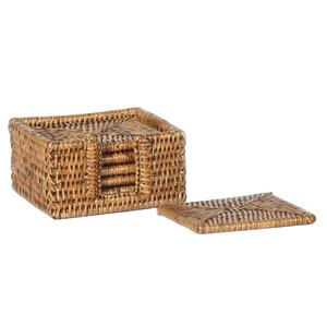 Sous-verres en rotin de couleur carrée et naturelle Sous-verres en bambou faits à la main pour sous-verres en osier de rotin pour le salon - Product Image 1