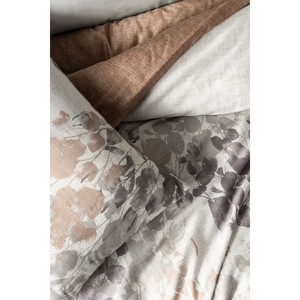 Ensemble de housse de couette double en satin de coton, motif floral gris Blatt, pour usage domestique - Product Image 2
