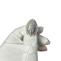 Bague de mariage classique vintage thaïlandaise de haute qualité en argent sterling 925 avec tête de Bouddha porte-bonheur Sakyamuni Bodhisattva et pierre précieuse