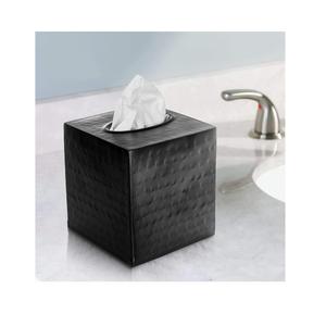 Boîtes à mouchoirs en métal martelé noir, Vintage, gros fabricant, décoration de maison, boîte à mouchoirs en métal - Product Image 1