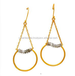 Labradorite pierre précieuse plaqué or boucles d'oreilles en argent sterling massif 925 faites à la main bijoux faits à la main boucle d'oreille à la mode pour les femmes - Product Image 6