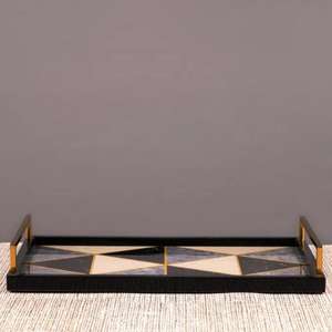 Bandeja de servicio de madera de gran calidad al por mayor con base ancha y acabado limpio y Soportes laterales para juego de té, oficina y Hogar Moderno - Product Image 5