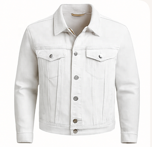 Veste en jean blanche courte déchirée pour femme, personnalisée, la plus vendue, style gothique, à boutons, manches longues, imprimé léopard et diamants - Product Image 1