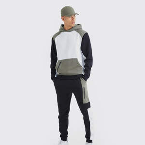 ชุดกีฬาสำหรับผู้ชายชุดวิ่งมีฮู้ดสีพื้นพิมพ์ลายพัฟออกแบบได้ตามต้องการเสื้อผ้าฤดูหนาว - Product Image 1