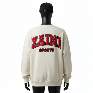 Sudadera Premium de 320 GSM, Felpa de Algodón Suave, Color Crema Sólido, Logotipo Bordado Personalizado, Parche en el Pecho, Sudaderas Básicas - Product Image 3