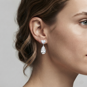 Pendientes Colgantes de Oro Blanco de 18K con Corte de Pera y Corazón para Mujer, Diamante de Laboratorio con Certificado IGI, Joyería de Estilo Clásico para Uso Diario - Product Image 3