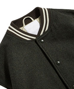 Veste universitaire vintage en laine et cuir à manches longues avec poche brodée, veste de baseball pour homme, automne-hiver - Product Image 2