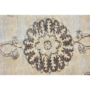 Turkish 3.6x6.2 ft Rug, Accent Vintage Rug, <b>Brown</b> Floral <b>Wool</b> Rug - Product Image 5