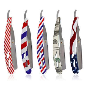 Maquinilla de afeitar recta negra de etiqueta privada de gama alta personalizada, maquinilla de afeitar de acero inoxidable para hombres - Product Image 2