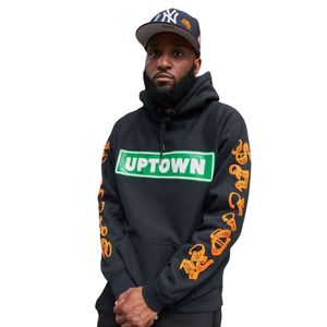 Sudadera con Capucha Negra con Estampado Gráfico para Hombre, Felpa de Algodón Grueso, Sudadera con Capucha Estilo Urbano, Suministro OEM - Product Image 5