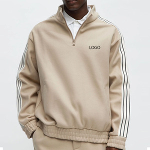 Sweat-shirt polaire pour homme avec col haut en coton polyester/mélange manches longues couleur unie respirant et réglable coupe décontractée 2026 - Product Image 1