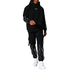 Sweat-shirt à col rond 100% coton de haute qualité pour hommes pantalon de survêtement avec logo personnalisé et conception de blocage des couleurs survêtement écologique hiver nouveau - Product Image 1