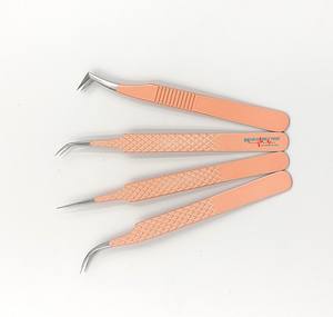 Pince à cils à pointe de fibre parfaite à bas prix en acier inoxydable 90 degrés, droite, botte en L, courbée, pince à cils - Product Image 4