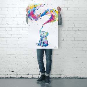 Affiche sur toile imprimée numériquement « Bébé Éléphant » de Marc Allante, décoration murale pour la maison, thème animal - Product Image 1