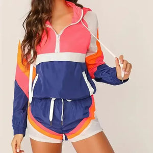 Ensemble de 2 pièces coupe-vent imperméable et coupe-vent à logo personnalisé pour femmes, parure de vestes et survêtements courts - Product Image 6