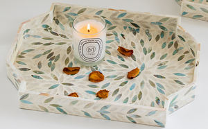 Plateau en incrustation de nacre de haute qualité Plaques de chargeur OEM Variété de modèles Plateaux de service décoratifs personnalisés pour le Ramadan - Product Image 4
