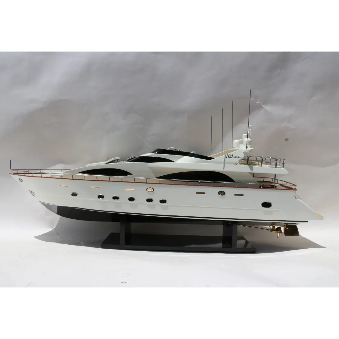 AZIMUT JUMBO 100 WOODEN DISPLAY MODERN YACHT - HANDMADE WOODEN MODEL BOAT FOR DECORATION - HIGH QUALITY SPEED BOAT MODEL