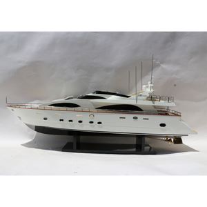 AZIMUT JUMBO 100 Acacia Bois Peint Affichage Modèle Bateau Haute Qualité À La Main Moderne Yacht pour La Décoration Intérieure Souvenir Cadeau - Product Image 1