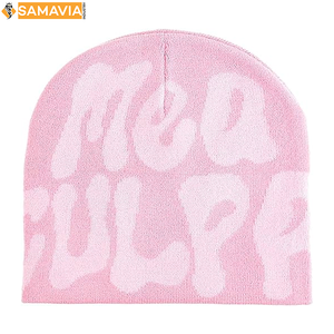 Gorro de Jacquard con letras de invierno, gorro de punto personalizado, gorros de calle de moda cálida OEM Unisex para marcas al por mayor - Product Image 1